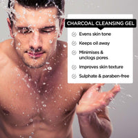 The Man Company Activated Charcoal Tan Removal Cleansing Gel for Oil Control & Glowing Skin | Black Pepper & Bergamot | 100ml