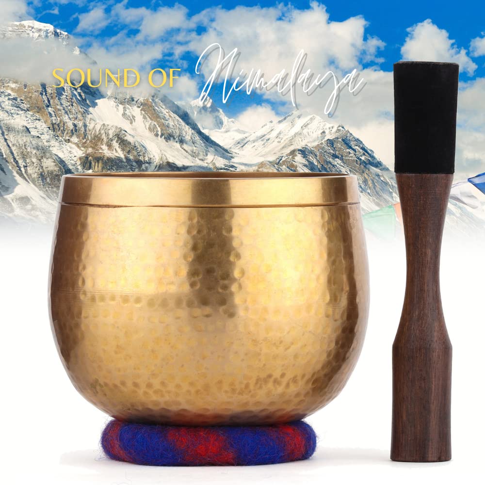 Relaehih Tibetan Singing Bowls with 7 Chakra Crystal and Healing Stones for Meditation, Mindfulness, Yoga, Great Meditation Accessories, Gifts for Women Men (5.5" Hand-Hammered Bowl & Crystals) 5.5" Hand-Hammered Bowl & Crystals