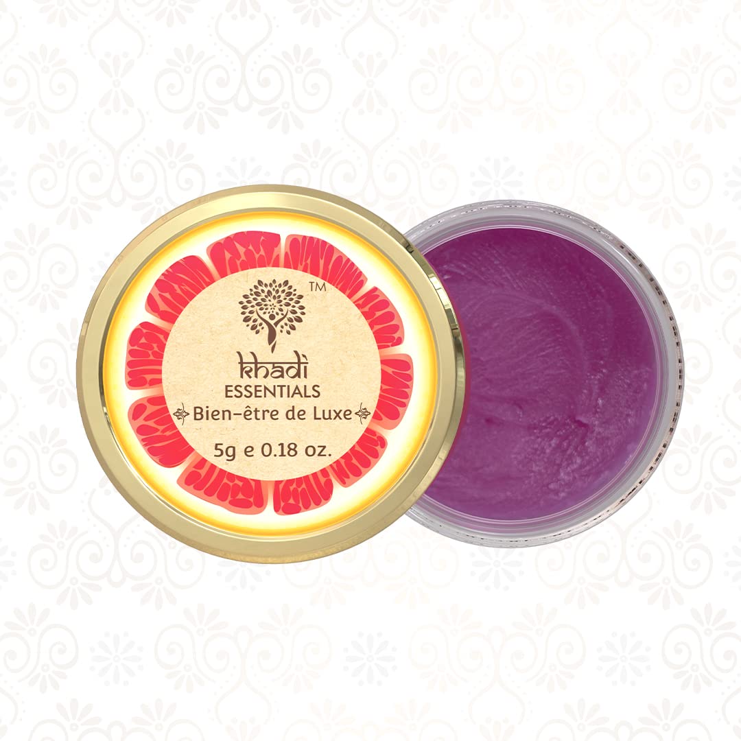 Khadi Essentials Beetroot Lip Balm with Wine Grapefruit, Lotus Flower, Shea Butter, Coconut Oil, For Dry Damaged and Chapped Lips, SLS Paraben-Free Lip Lightening Balm - 5gm