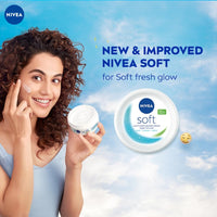 NIVEA Soft Light Moisturizer For Face, Hand & Body, Instant Hydration, Non-Greasy Cream With Vitamin E & Jojoba Oil, 100ml