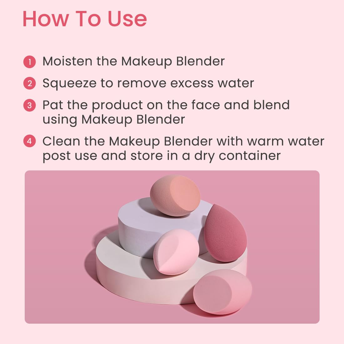 Earth Rhythm Beauty Blender Makeup Sponge - Pack of 4 | Olive Cut Sponge | Latex Free | Flawless Application | Wash & Reuse