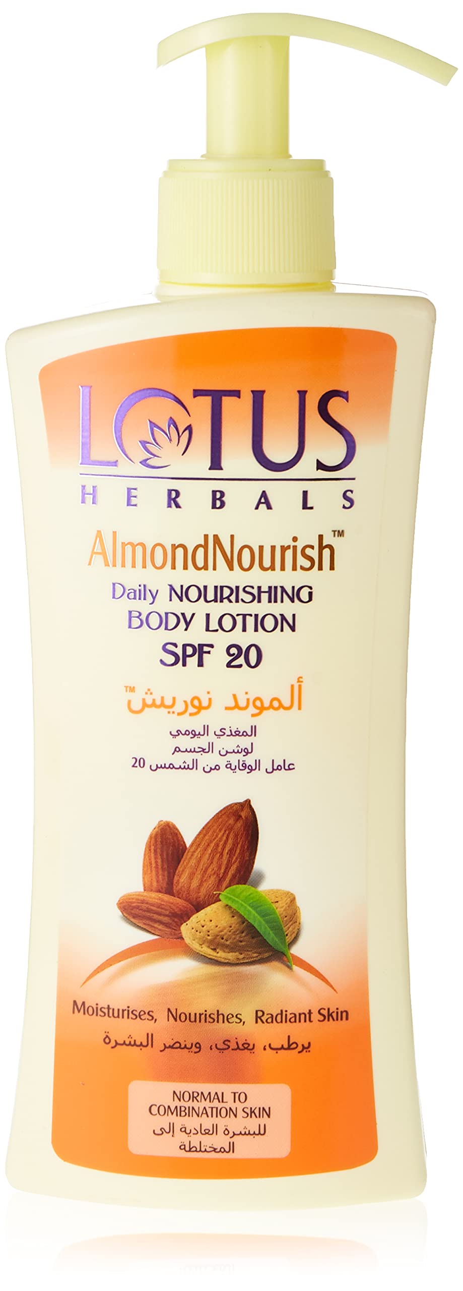 Lotus Herbals Almondnourish Daily Nourishing Body Lotion | Moisturises and Nourishes Skin | SPF 20 | For Normal & Combination Skin - 250g x Pack of 2