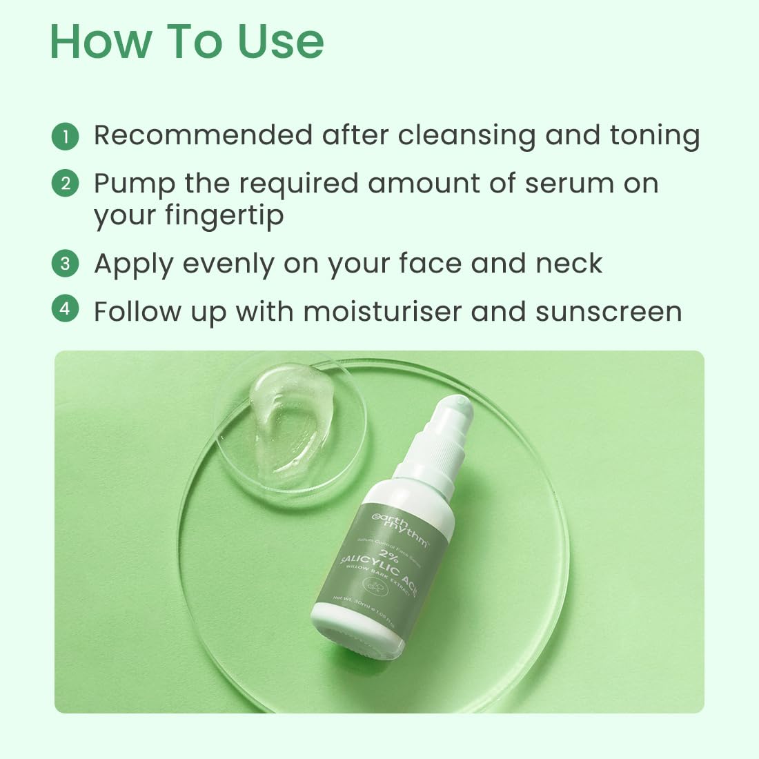 Earth Rhythm 2% Salicylic Acid Serum for Acne, Blackheads & Clear pores | Men & Women - 30ml