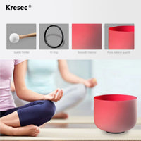 Kresec Red 8 Inch Crystal Singing Bowl C Note (¡À40 cents) Root Chakra with O-ring and Mallet for Meditation, Yoga, Spiritual and Body Healing and Energy Cleansing Red C Note