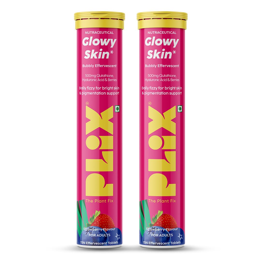The Plant Fix Plix Glutathione Tablets With Vitamin C For Clear And Youthful Skin (Strawberry)|15 Collagen Supplements |500mg L-Glutathione,Vitamin E And Hyaluronic Acid,2 count,15 capsules