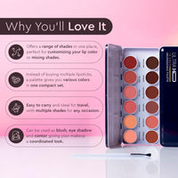 C2P PROFESSIONAL MAKEUP Pro 12 Shades Lipstick Palette for Women 42g, Nude Creamy Matte Lip Color, Blusher & Contour, Waterproof, Lightweight Long-Lasting Hydrating Lipstick Kit Set (Barely Brush)