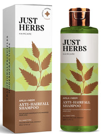 Just Herbs 8 In 1 Root Nourishing Amla Neem Hair Fall Control Shampoo For Men & Women - Suitable For Oily Hair Scalp, Sulphate & Paraben Free 200 Ml