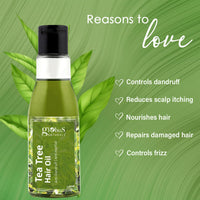 Globus Naturals Tea tree Hair Oil 100 ml, for dandruff & ichy scalp conditions, with 14 ayurvedic herbs, 100% Natural & Organic, SLS Free, Paraben Free