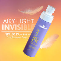 mCaffeine Sun Glaze Mist SPF 50 PA++++ Face Sunscreen Spray | 1% Hyaluronic Acid for Hydration| No White Cast | Easy Application Over Makeup & Quick Absorbing Sunscreen Spray | For All Skin Types
