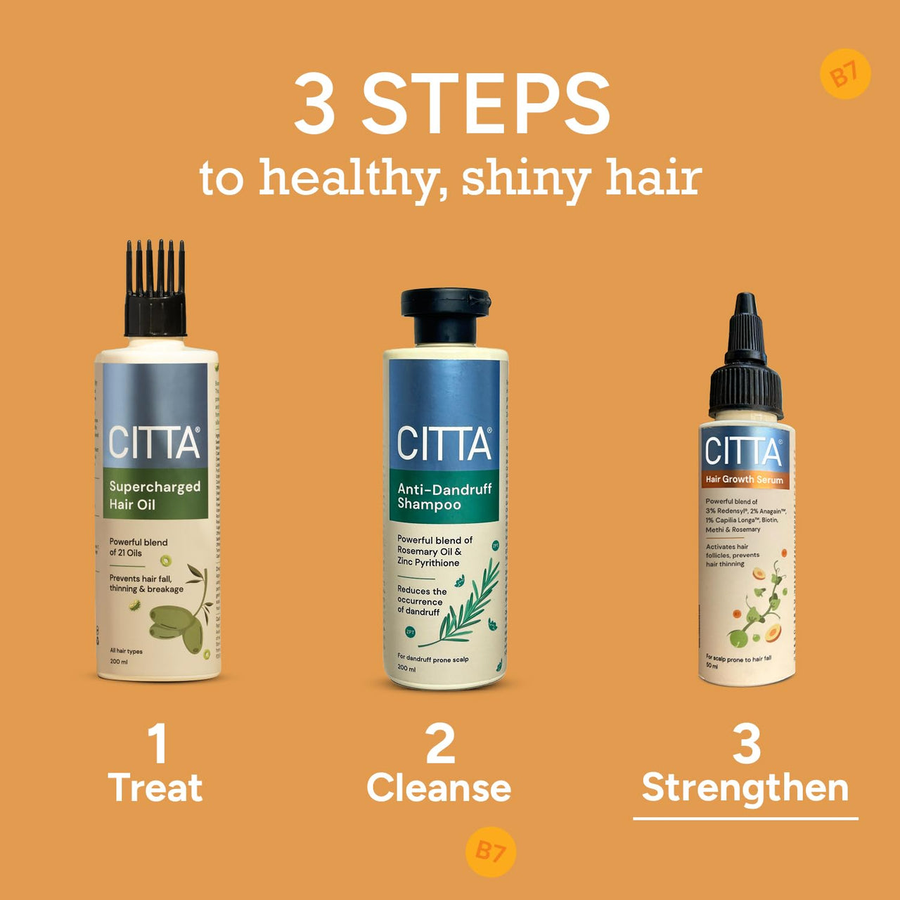 CITTA Hair Growth Serum | Boosts Hair Growth, Activates Follicles & Prevents Thinning | Biotin, Rosemary & Fenugreek Oil | Nourishes Scalp & Increases Hair Vitality | For All Hair Types | 50ml