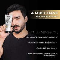 WOW Skin Science MEN CHARCOAL + NIACINAMIDE Oil-Control Face Wash | Absorbs Excess Oil & Deep Cleanses | NiaVolcanite™ Technology | No Sulphates, Parabens, or Silicones | 100ml