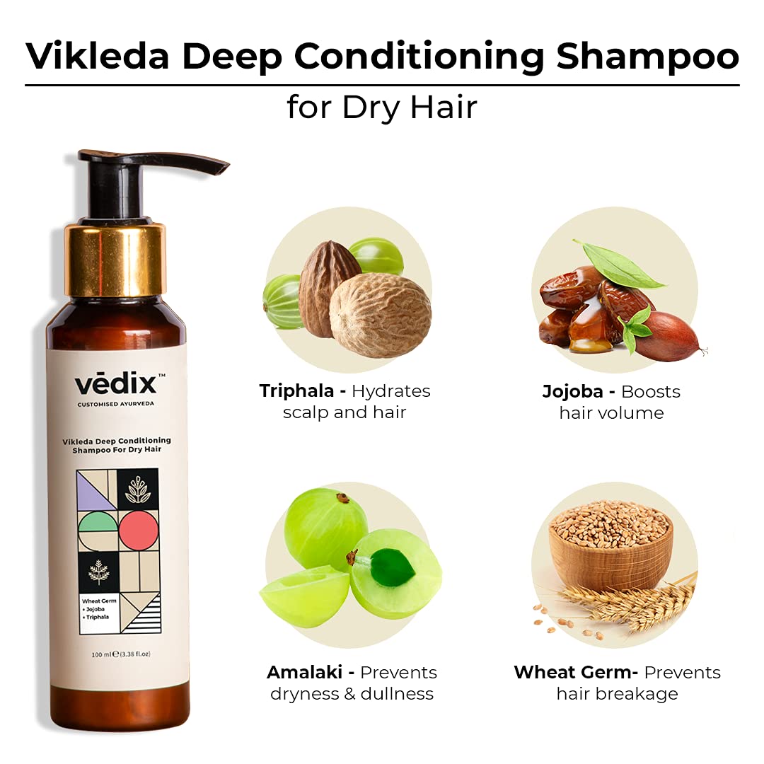 Vedix Customized Regimen For Dry Hair,Normal-Oily Scalp & Wavy Hair, Anti Hair Fall Oil Hibiscus + Eclipta - Ayurvedic Shampoo - Vithan Pro Hair Growth Serum, 240 Grams
