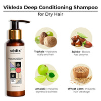 Vedix Customized Regimen For Dry Hair,Normal-Oily Scalp & Wavy Hair, Anti Hair Fall Oil Hibiscus + Eclipta - Ayurvedic Shampoo - Vithan Pro Hair Growth Serum, 240 Grams