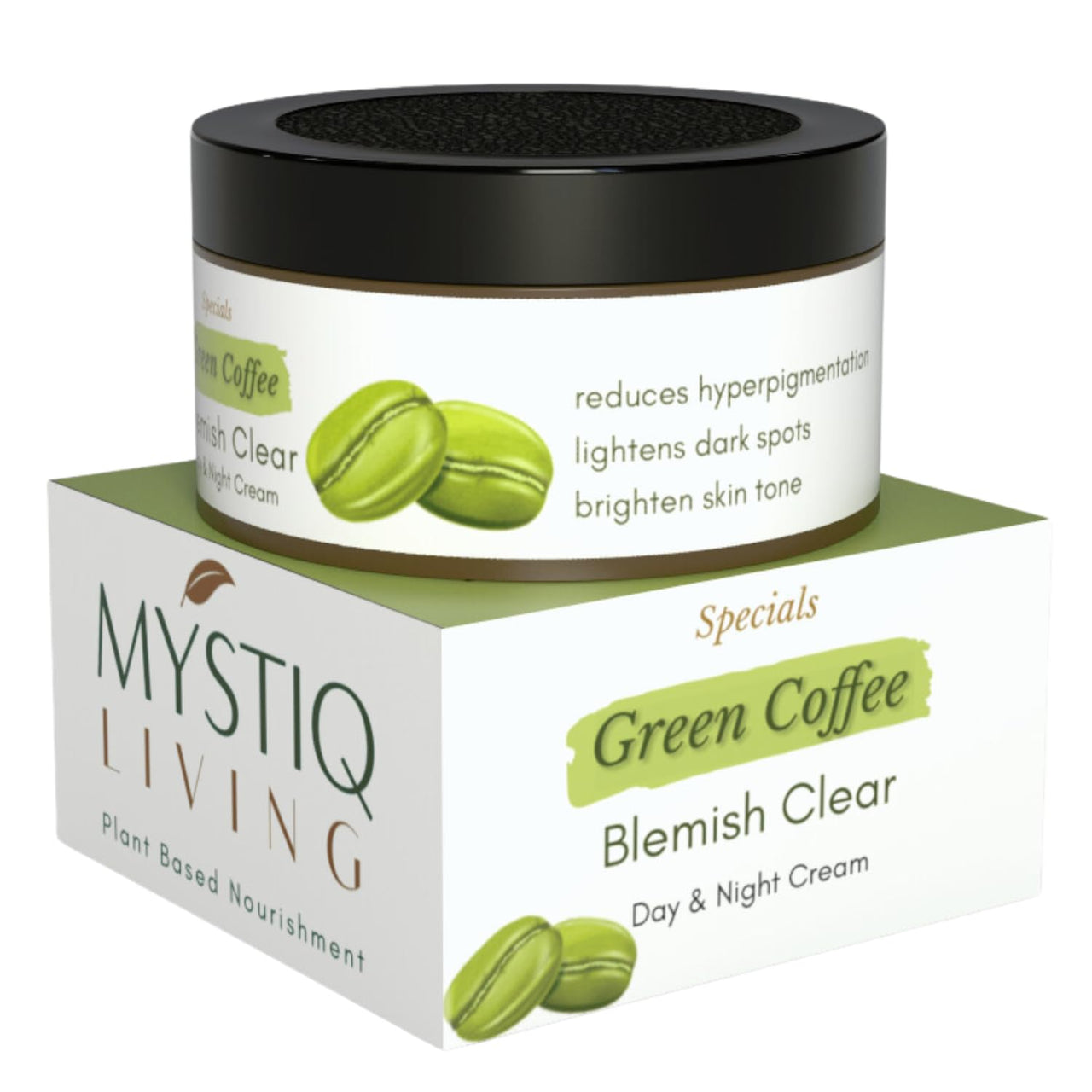 Mystiq Living Pigmentation Cream With Alpha Arbutin, Kojic Acid, Retinol & Niacinamide | Green Coffee Blemish Clear Cream for Dark Spots on Face - 50GM | Men & Women