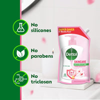 Dettol Liquid Handwash Refill – Skincare Hand Wash- 675ml (Pack fo 3) | pH Balanced | 10x Better Germ Protection