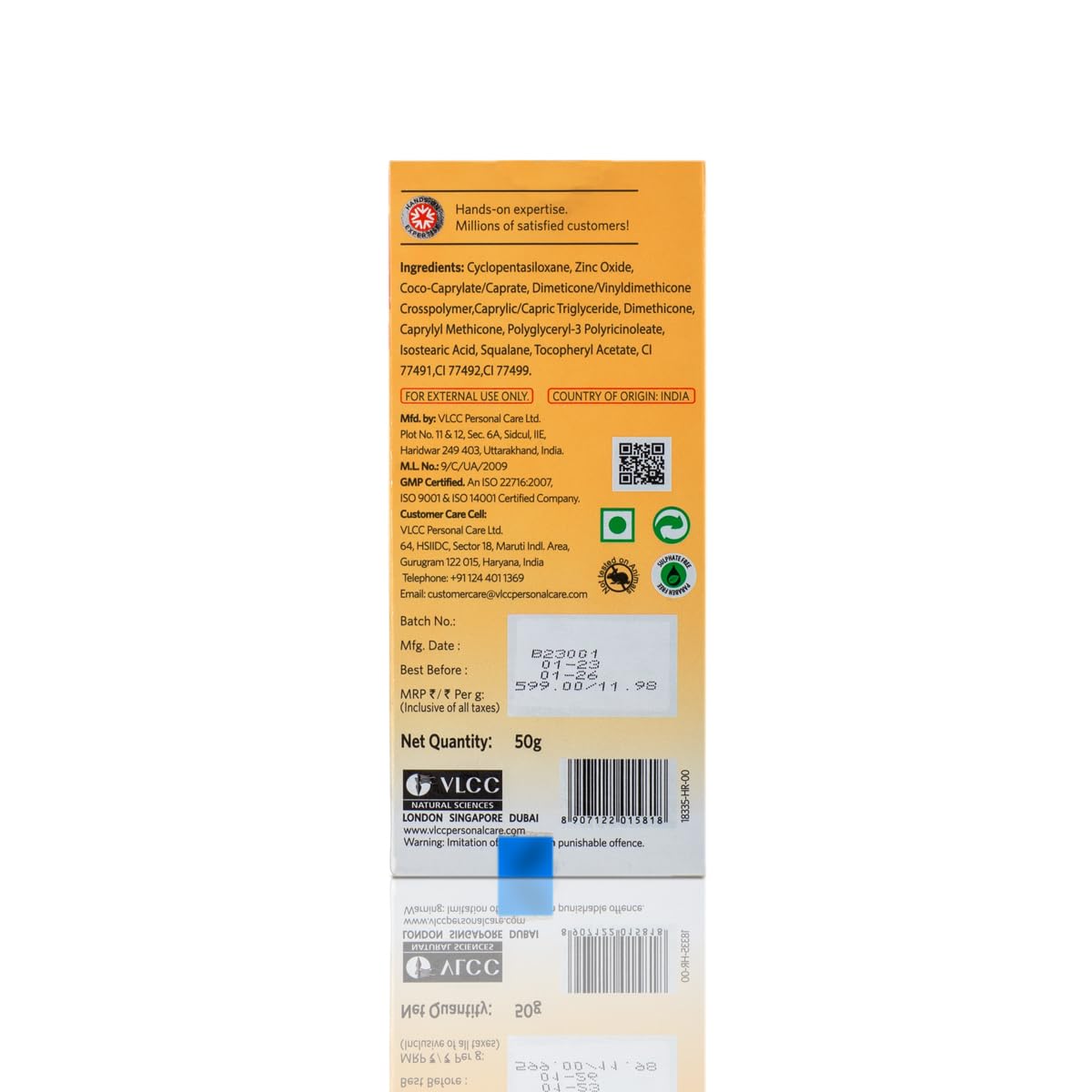 VLCC Mineral Sunscreen Tinted Spf 50 PA+++ Ultra Lightweight Non-Comedogenic | Lightweight, Anti Tan Sunscreen| Zinc Oxide Sunscreen | UVA 7 UVB Protection | Tinted Sunscreen For All Skin Types (50 g)