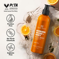 Botanic Hearth Mandarin Orange & Honey Body Wash with Lemon Peel Extract for a Radiant Glow | Sulphate & Paraben Free | Suitable for All Skin Types | Shower Gel for Men and Women| 245ml