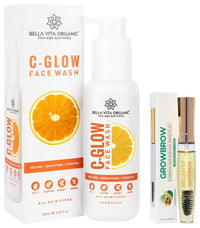 Bella Vita Organic Growbrow - Eyelash Lashes & Eyebrows Hair Growth & Volume Serum With Castor Onion Oil & Vitamin E 12 ML Vitamin C-Glow Natural Face Wash