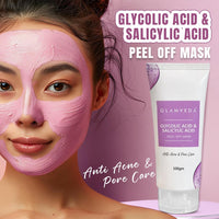 Glamveda 0.05% ww Glycolic Acid & 0.05% ww Salicylic Acid Anti Acne Peel off mask | For Oily & Acne Prone Skin | Oil balancing, Deep Cleansing | Blackhead & Pore care | 100gm