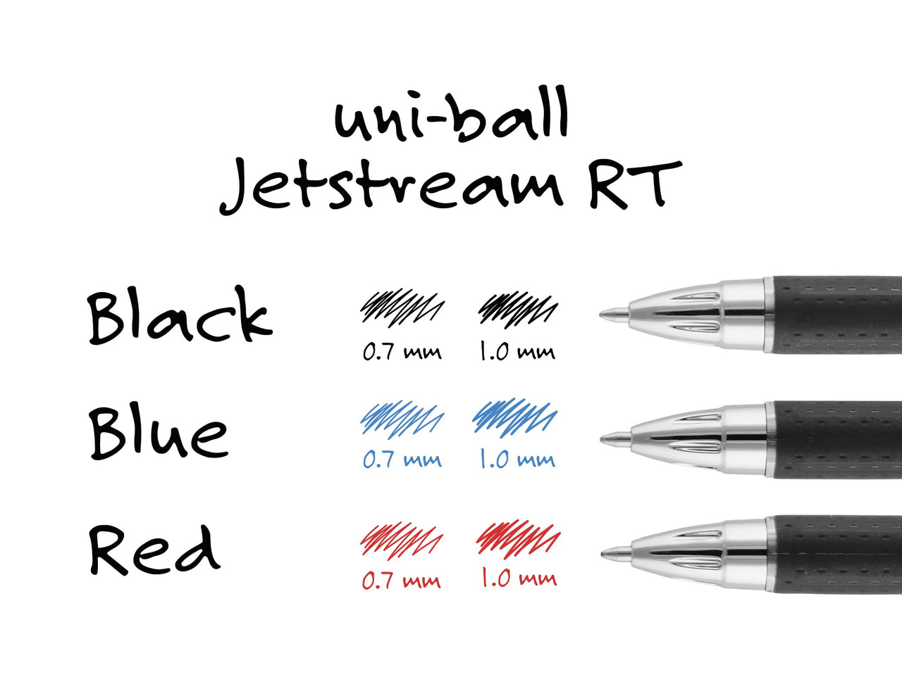 Uni-Ball Jetstream RT 12 Pack, 0.7mm - Black Ballpoint Pens - Wirecutter Best Pen, School Pens, Ink Pens | Ballpoint Pen, Colored Pens, Fine Point, School Supplies Bulk Black