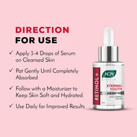 Joy Eternal Youth Retinol Face Serum for Anti Ageing | Skin Firming Serum with Powerful Ingredients to Fight Premature Skin Aging | Suitable For All Skin Types (30ml)
