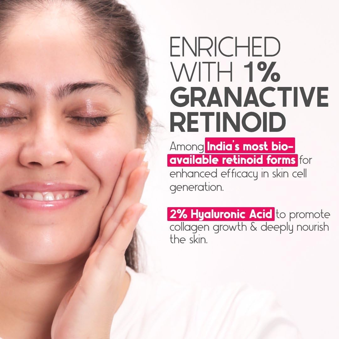 Cos-IQ 1% Vitamin A Granactive Retinoid Emulsion Face Serum | Vit-A Anti Ageing Night Cream Serum for Wrinkles, Fine Lines & Acne | For Women & Men | 30ml