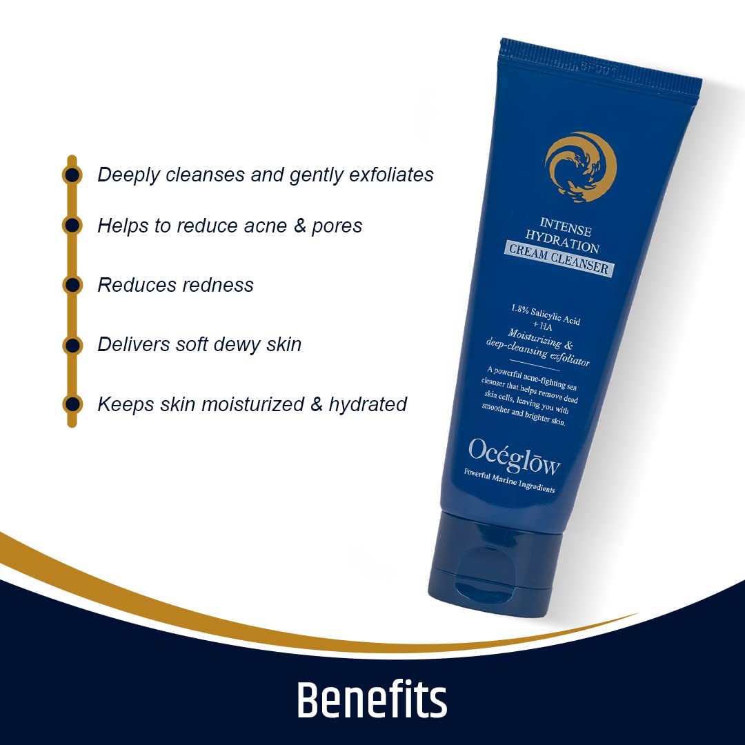 OCEGLOW-Powerful Marine Extracts Anti Aging Water Face Cream & Intense Hydration Face Wash | Face Wash For Acne Prone Skin & Cream For Wrinkles & Fine Lines | Daily Skin Care Regime