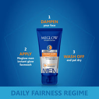Meglow Men combo Pack of 3- Fairness Cream 50 g(1) and Men's Instant Glow Facewash 70g (2) for Brighter and Refreshing Skin | Rakhi Gift for Brother | Gift for Husband and Boyfriend