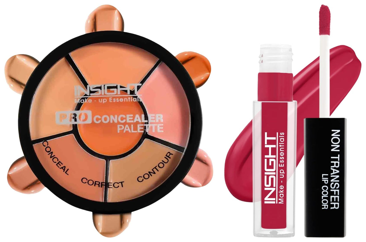 Insight Cosmetics Pro Concealer Palette-ConcealerConceal Correct Contour WaterProof (CR105-Concealer) Non Transfer Lip Color Matte Texture12Hrs Waterproof, 4ml(LG40-05)