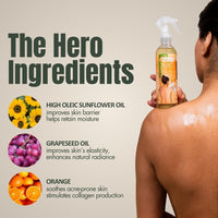 HIBISCUS MONKEY Velvet Spray Orange In-Shower Body Moisturizer | Soothe Dry Itchy Skin, Enhance Natural Glow, Reduce Sun Damage | Natural, Chemical Free| 250Ml