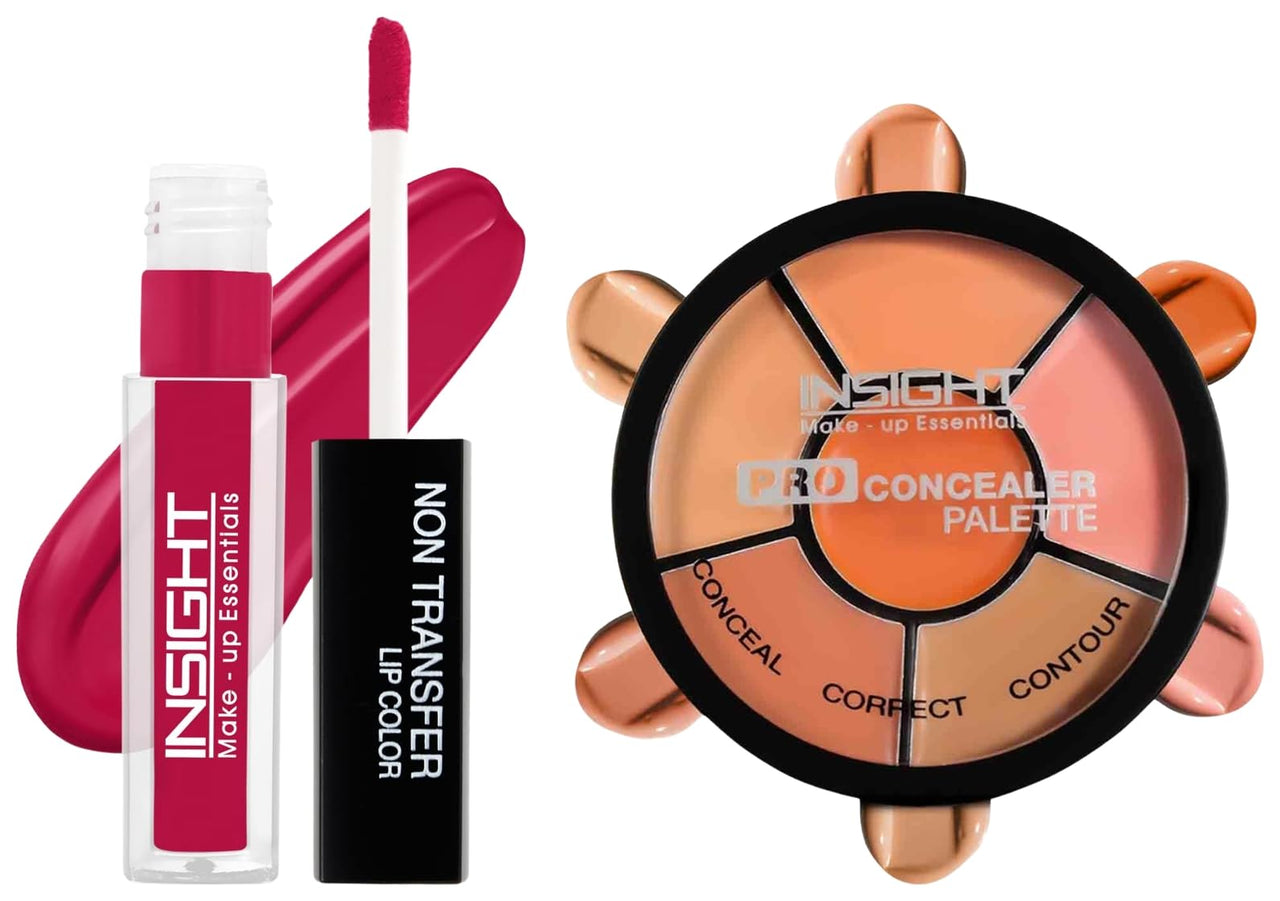 Insight Cosmetics Pro Concealer Palette-ConcealerConceal Correct Contour WaterProof (CR105-Concealer) Non Transfer Lip Color Matte Texture12Hrs Waterproof, 4ml(LG40-07)