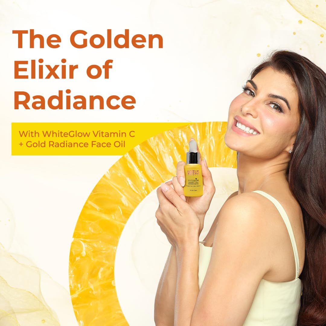 Lotus Herbals WhiteGlow Vitamin C and Gold Radiance Face Oil | For Dull & Dry Skin | Intense Hydration | 15ml (Pack of 2)