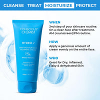 Conscious Chemist Hyaluronic Acid Moisturizer | 100g | Moisturizer for Dry Skin Face, Ceramide Moisturizer, Face Cream for Men & Women, Treat Dull, Dehydrated Skin, For Normal to Dry Skin - Hydro+