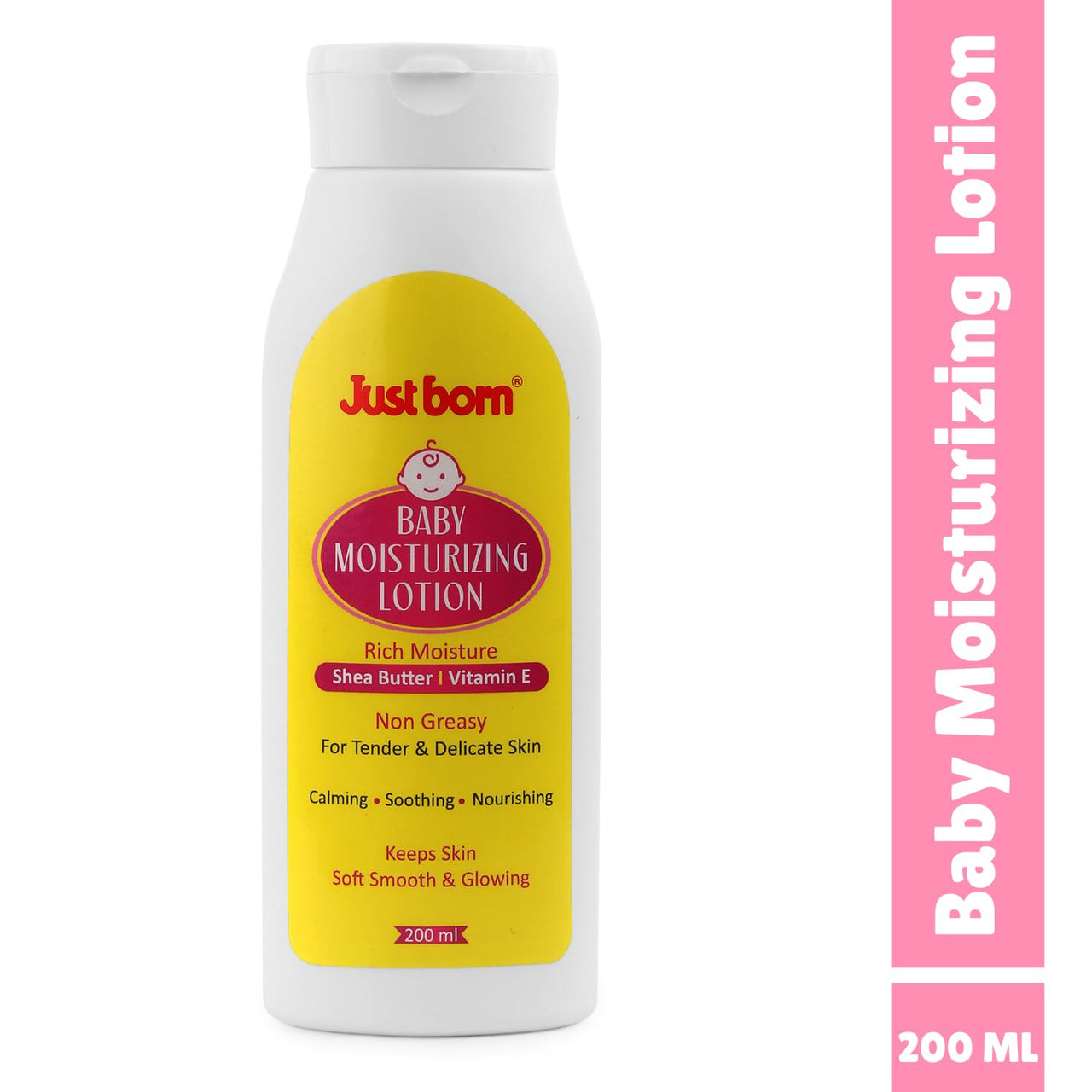 Just Born Baby Moisturizing Face & Body Lotion 200 ml | Enriched With Shea Butter, Aloe Vera & Vitamin E | For Soft, Smooth & Moisturized Skin | Gentle Baby Cream For Newborn Babies & Kids