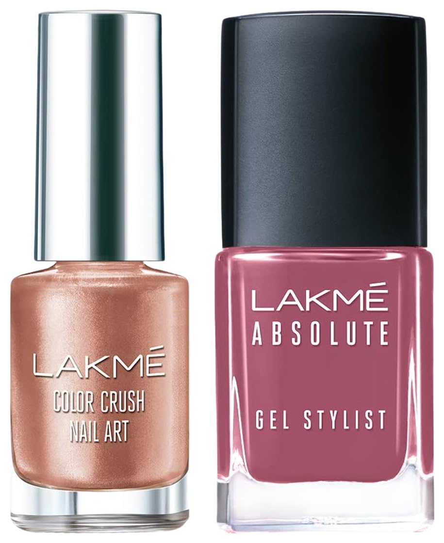 Lakmé Absolute Gel Stylist Vintage Romance & Lakmé Color Crush Nailart, M2 Cocoa Nude, 6 ml
