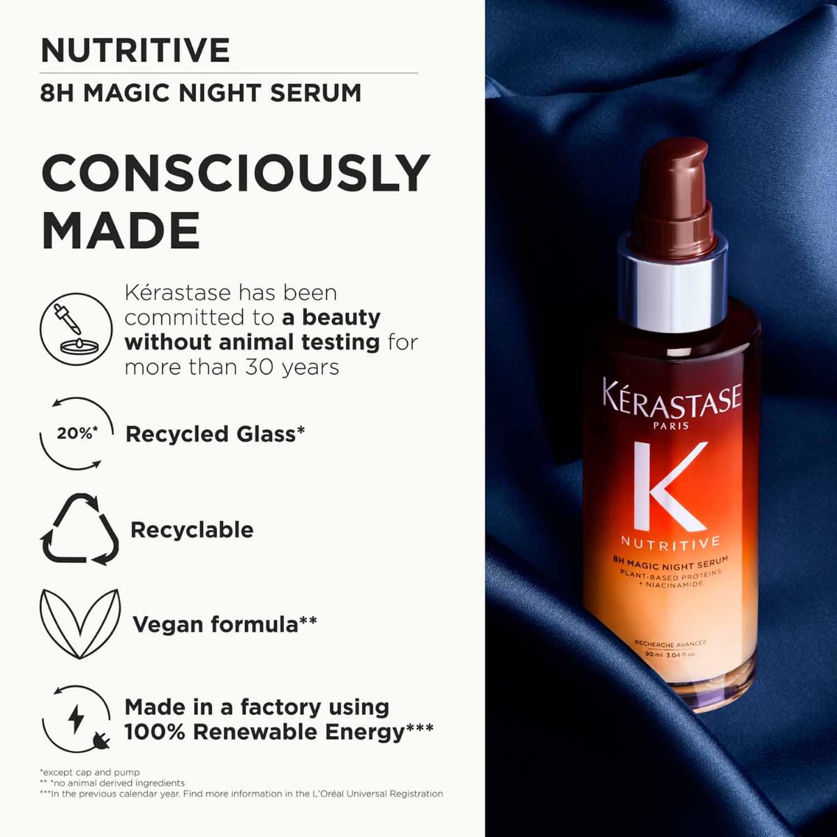 Kérastase Nutritive 8H Magic Night Hair Serum 90ml | Nourishing Overnight Hair Serum for Dry Hair | Infused with Plant-Based Proteins, Niacinamide & Glycerin
