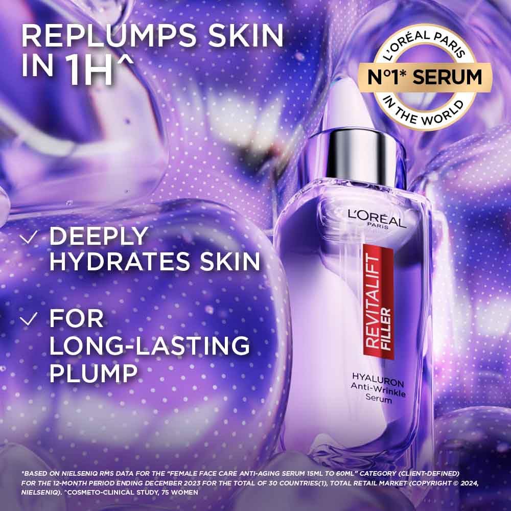 L'Oréal Paris, Face Serum, Hydrating & Plumping, Revitalift Filler 1.5% Pure Hyaluronic Acid, 30 ml
