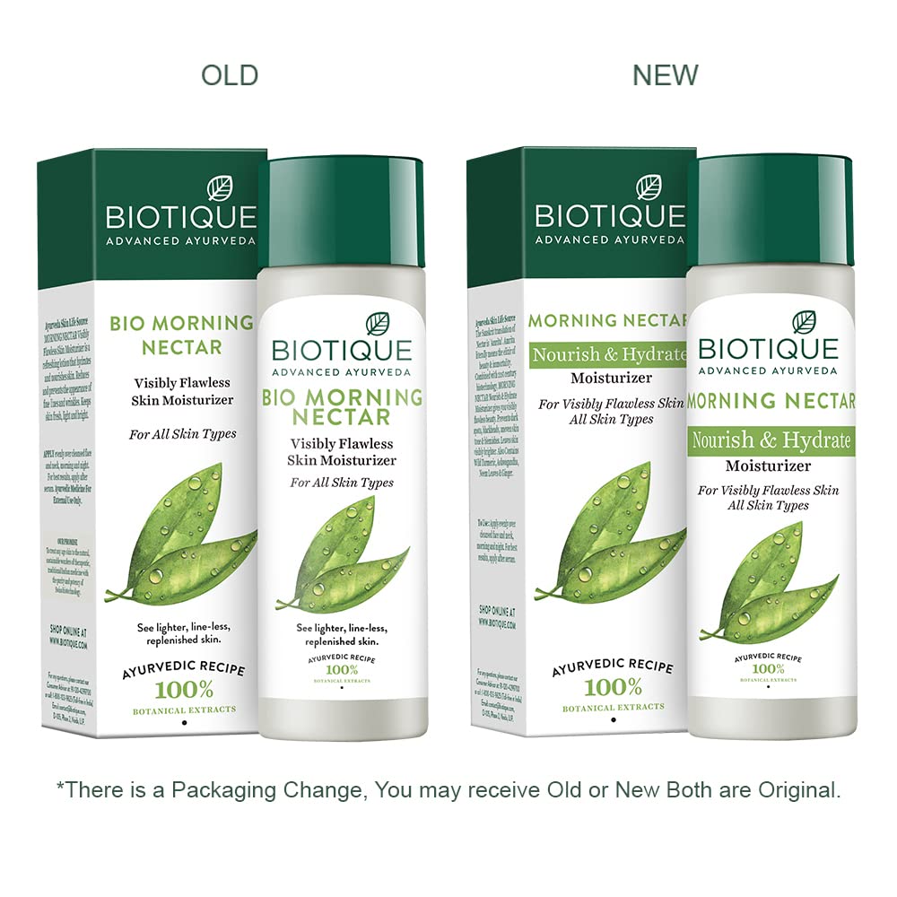 Biotique Bio Morning Nectar Visibly Flawless Skin Moisturizer, 120ml & Biotique Papaya Tan Removal Brightening & Reviatalizing Face Scrub For All Skin Types, 100g