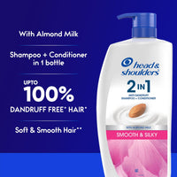 Head & Shoulders 2-in-1 Smooth and Silky Anti Dandruff Shampoo + Conditioner for Women & Men, With Almond Milk (1 L)