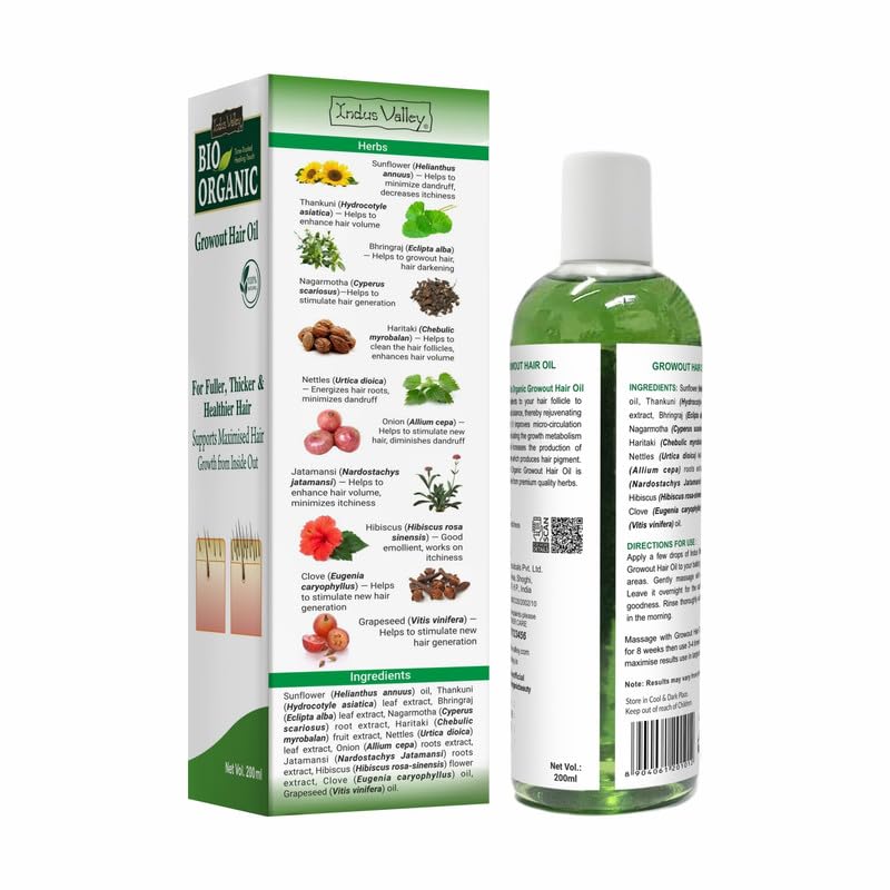 INDUS VALLEY Bio Organic Growout Hair Oil,- 200ml