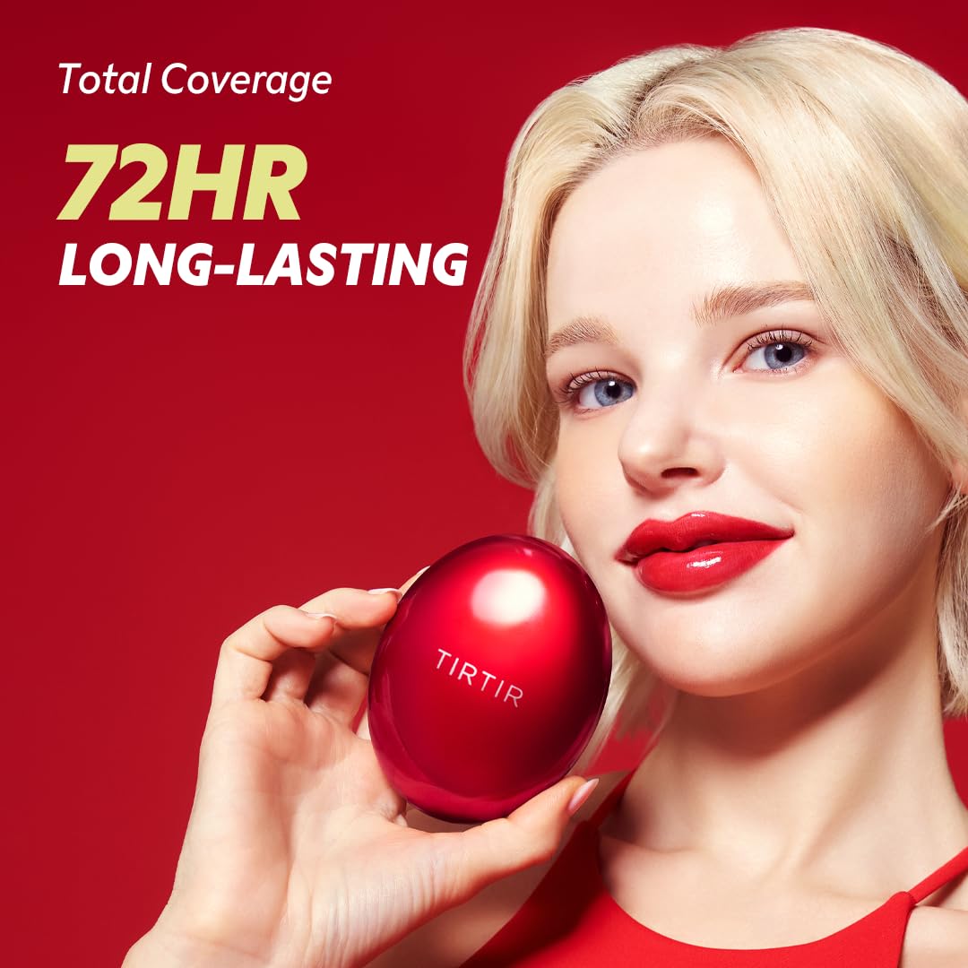 TIRTIR Mask Fit Red Cushion Foundation, Full coverage, Skin fit, Satin Glow Finish, Korean Cushion Foundation #23N SAND, 18g