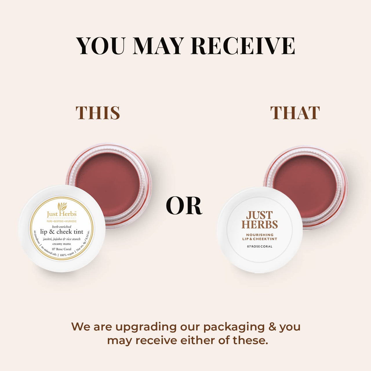 Just Herbs Ayurvedic, Natural Lip & Cheek Tint, Blush For Women- SLS, Chemical & Paraben Free - 07 Rose coral (Creamy Matte)