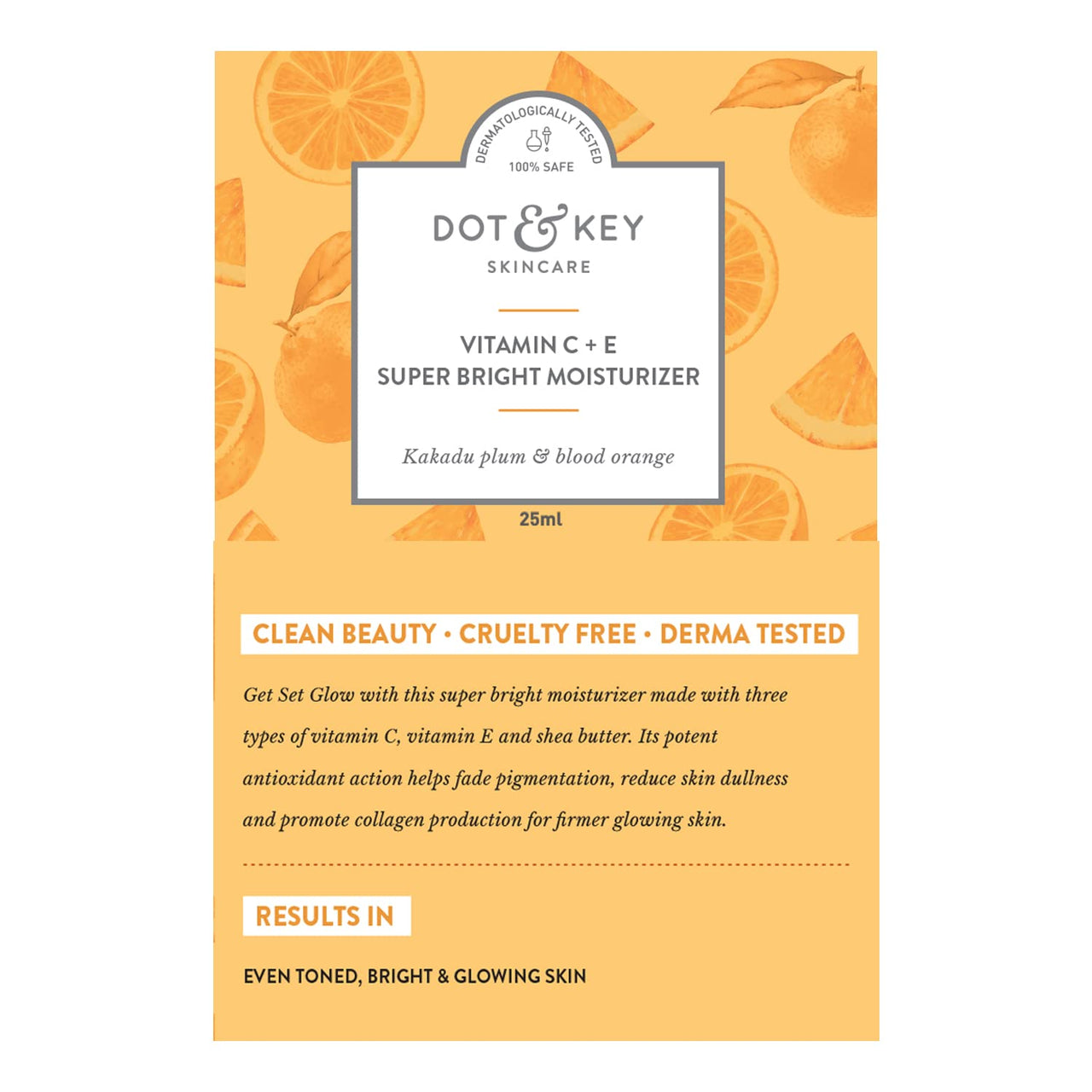 Dot & Key Vitamin C + E Sorbet Super Bright Moisturizer for Face | Vitamin C Face Cream For Glowing Skin | Reduces Skin Dullness | Oil Free & Lightweight | For All Skin Types | 25ml