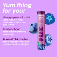 PLIX - THE PLANT FIX Hyaluronic Acid 15 Effervescent Tablets For Radiant Skin|Blueberry Flavor Pack Of 1|Superfoods Enriched|Supports Skin Hydration|Helps To Reduce Fine Lines|Vegan, 90 grams