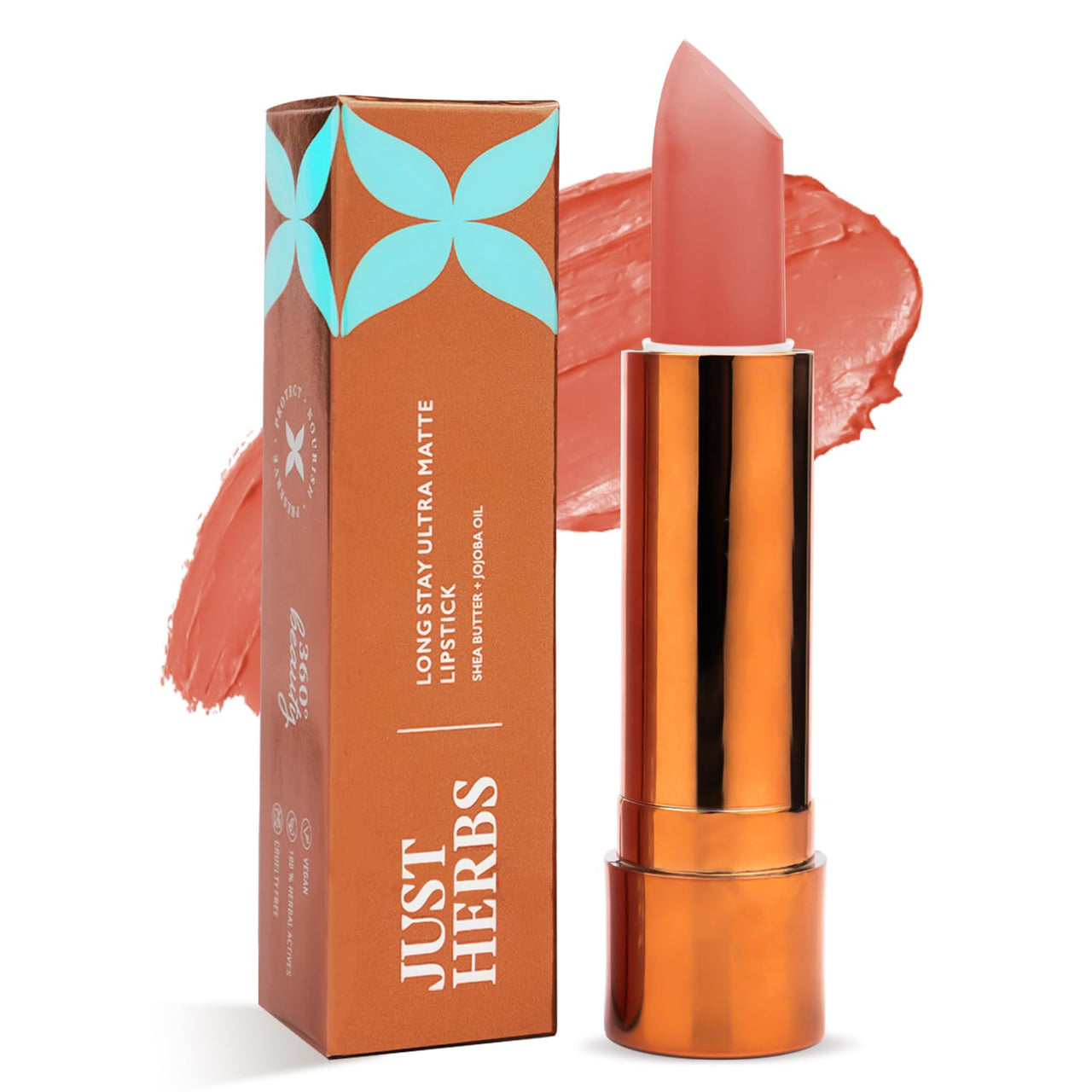 Just Herbs Ultra Matte Bullet Lipstick Nourishing Non Drying and Long Stay Lipsticks for Women 4 g (Peachy Nude)