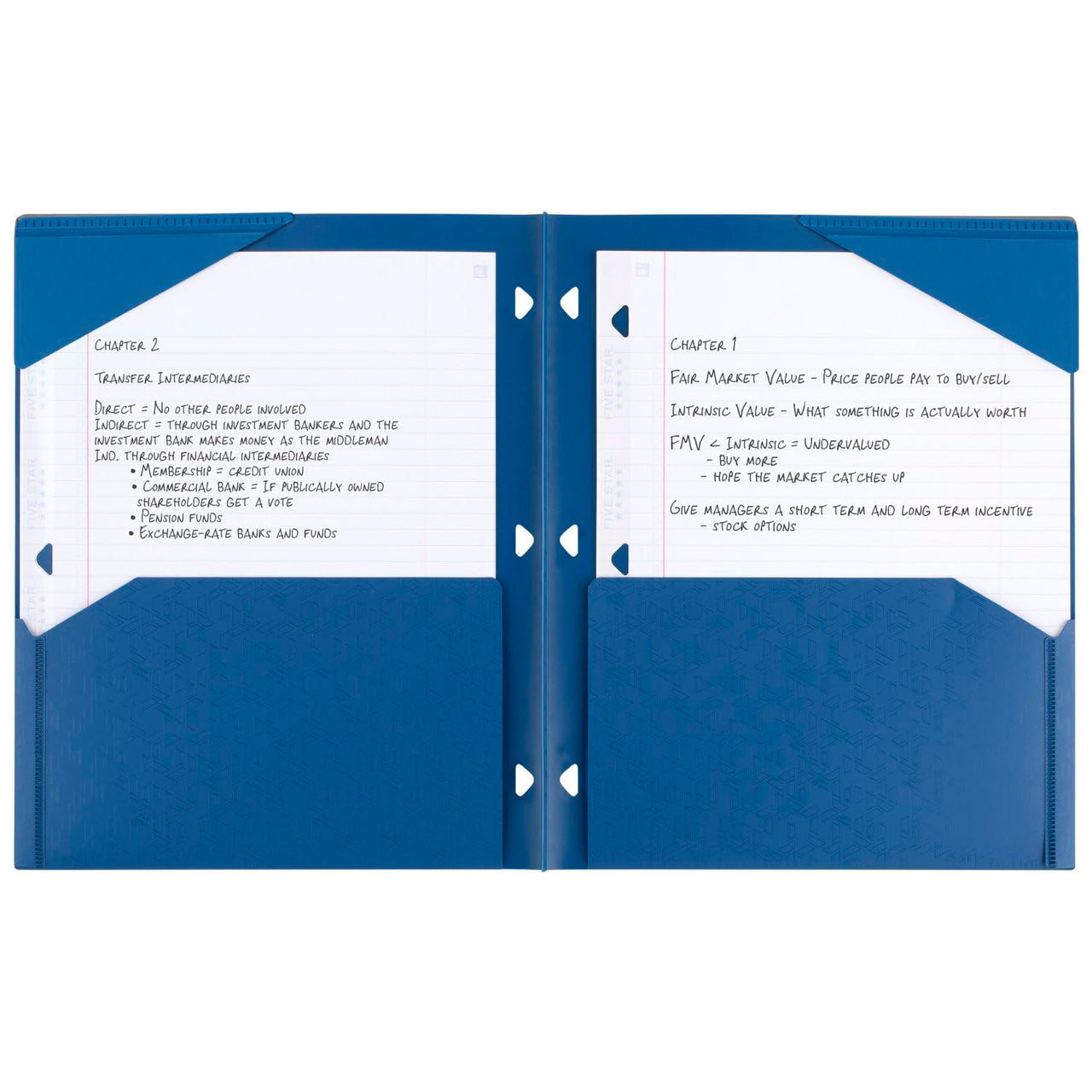 Five Star 2 Pocket Folders, 4 Pack, Stay-Put Folders, Plastic Colored Folders with Pockets & Prong Fasteners for 3-Ring Binders, 11 x 8-1/2, Black, Red, Green, Blue (38049)