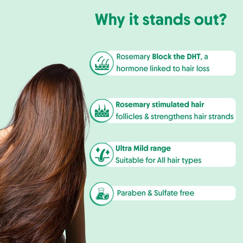 Aravi Organic Rosemary Anti-Hairfall Shampoo | Rosemary Shampoo for Hair Growth & Hairfall Control | Up to 94% Stronger Hair | Sulphate-Free for Men & Women | For All Hair Types | 200ml