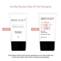 Swiss Beauty Mattifying Makeup Primer | Oil-Free Shine | Minimises Pores | Long-Lasting Base | All skin Types, 30gm