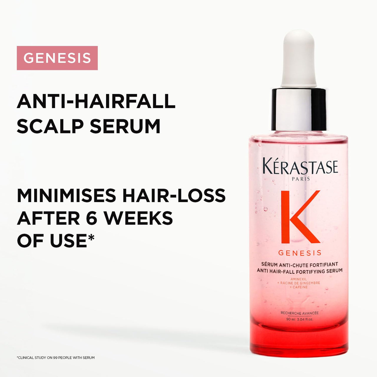 Kérastase Genesis Anti-Hair Fall Serum 90ml | Hair Serum for Hair Fall Control | Strengthens Hair | Infused with Aminexil 1.5%, Ginger Root & Caffeine