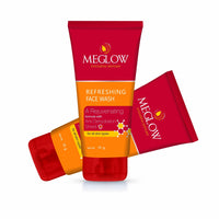 Meglow Refreshing & Rejuvenating Face Wash Pack of 2 (70g Each) with Anti Dehydration Shield|Soap Free Face Wash for All Skin Types |Helps to Make Skin Soft, Supple & Fresh (Unisex)